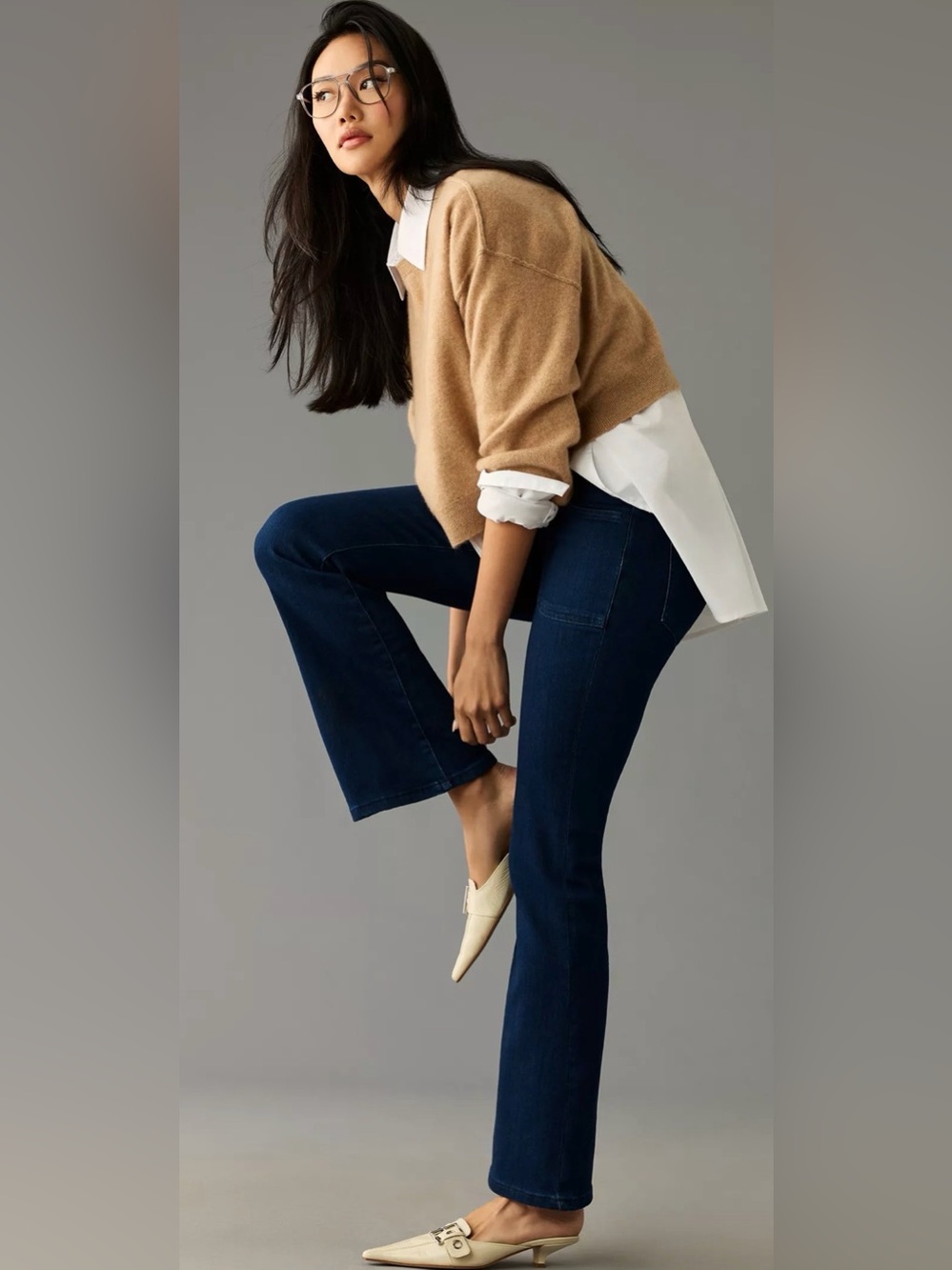 Anthropologie Icon Low Rise Flare Jeans 26 Pilcro Dark Wash Blue Cotton NWOT - Picture 2 of 13